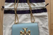 Tory Burch Handbag Leather Plain, Eggshell Blue (Good Condition)