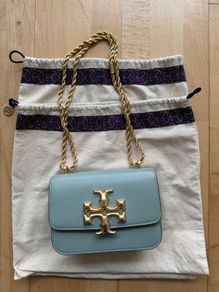 Tory Burch Handbag Leather Plain, Eggshell Blue (Good Condition)