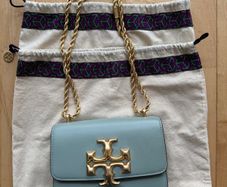 Tory Burch Handbag Leather Plain, Eggshell Blue (Good Condition)