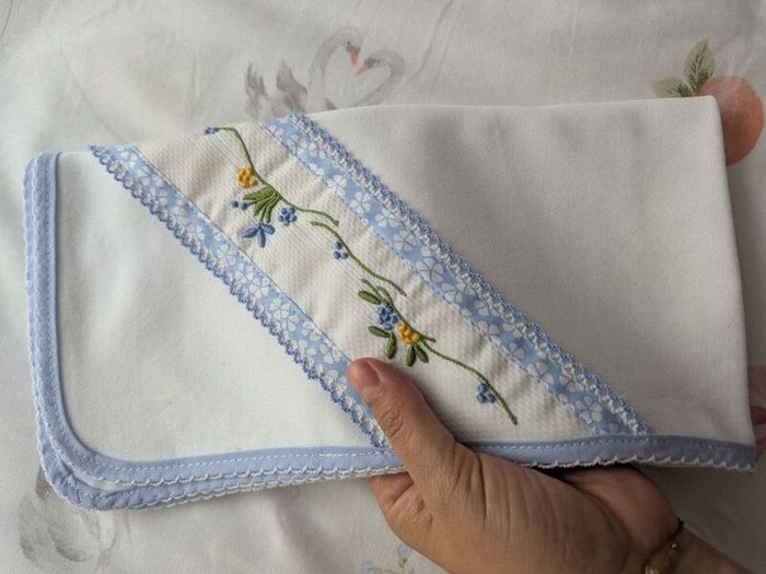 Hand-Embroidered Baby Comforter  Traditional Madeira Embroidery