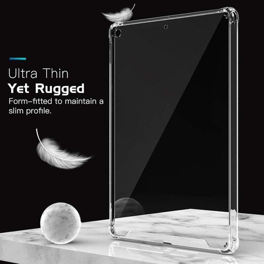MoKo Case Fit 2018/2017 iPad 9.7 6th/5th Generation [Shockproof Protector] Reinforced Corners TPU Bumper + Anti-Scratch Transparent Hard Panel Clear Cover Fit Apple iPad 9.7 Inch 2018/2017 - Clear - As New In Packaging