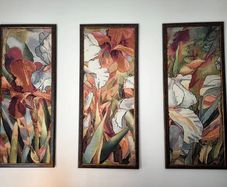 3 piece Iris Flowers French gobelin tapestry wall art
