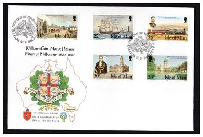 1984 Isle of Man William Cain (Civil leader, Victoria) Commemorative Stamps First Day Cover (FDC)