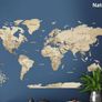 3D Classic Wooden World Map with Country Borders Country Names Capital Names US and Canada Borders and Names 3D Map Effect Image 8