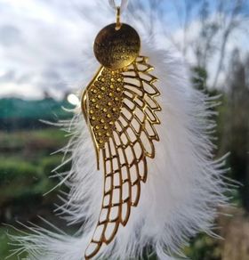 Memorial "I will hold You in My Heart Till I Hold You in Heaven " Angel Wing Freepost Hand Crafted