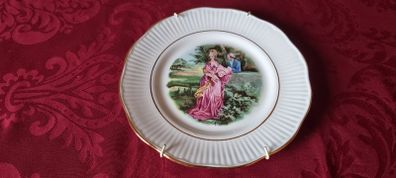 Paignton Devon Fragonard Courting Couple Fine Bone China Gold Gilt Decorative Plate With Hanger Made In Endland