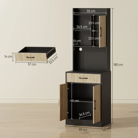 Kitchen cabinet with worktop and cable hole, modern kitchen chest with drawer