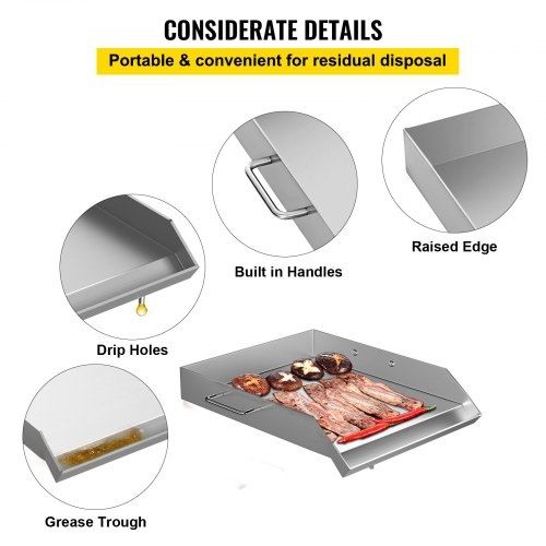 Square Grill Plate 16 x 18 Inch Stainless Steel Griddle Flat Top Grill Tripple Burner Stove Griddle