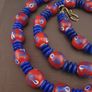 Vintage Venetian Style Floral Glass And tire Shape Blue Glass Beads Necklace Image 4