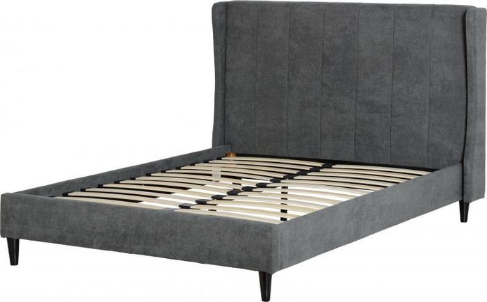 Amelia 4'6" Bed in Dark Grey Fabric