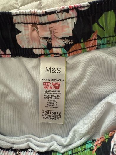 swimwear shorts M&S size 6-7