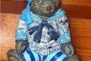 Vintage 12" Cast Iron Sailor Bear Doorstop