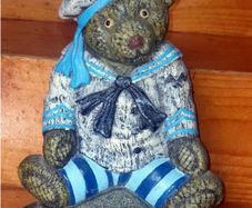 Vintage 12" Cast Iron Sailor Bear Doorstop