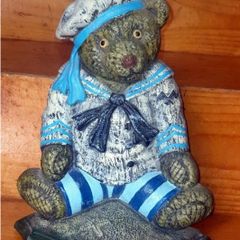 Vintage 12" Cast Iron Sailor Bear Doorstop