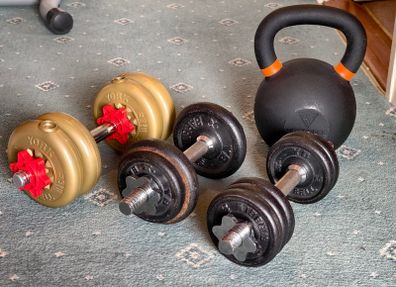 Home Gym Weights Bundle  28KG Kettlebell, Dumbbells & Plates