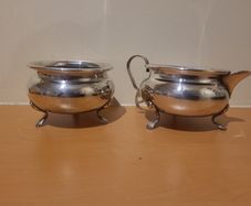 Antique Silver Sugar Bowl And Milk Cream Jug