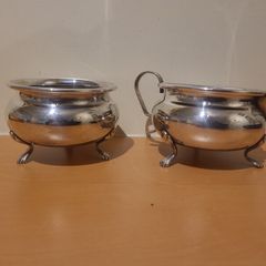 Vintage Antique Silver Sugar Bowl And Milk Cream Jug