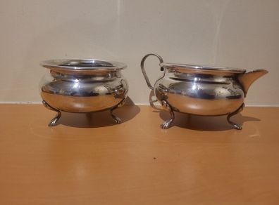 Antique Silver Sugar Bowl And Milk Cream Jug