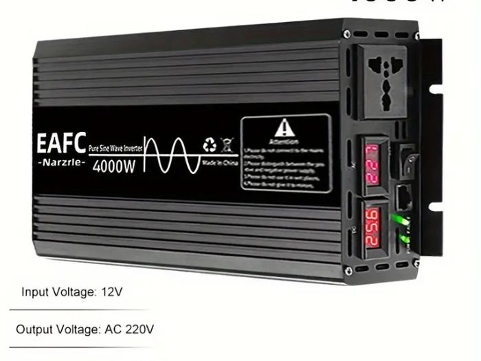 4000W Portable Car Power Inverter, Pure Sine Wave DC 12V to AC 220V