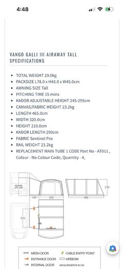 caravan awning /tent Vango Galli III