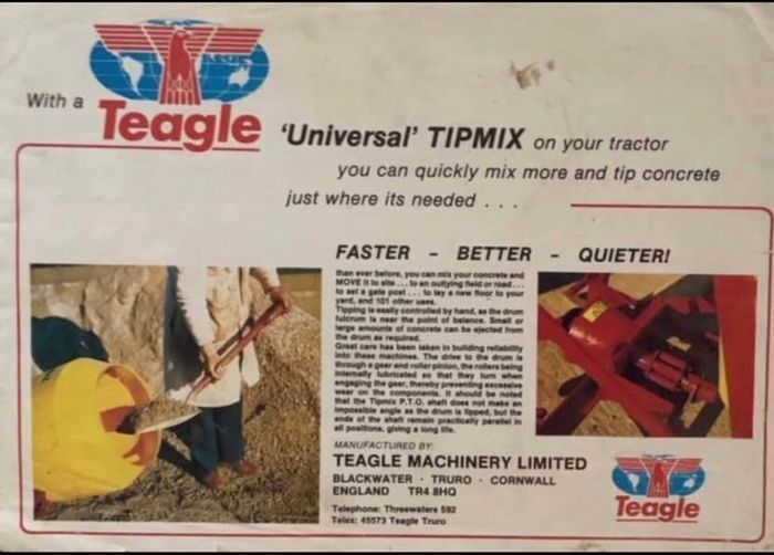 Teagle Tipmix pto concrete mixer