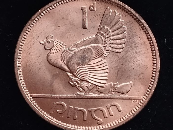 Ireland - 1968 - 1 Penny - Hen with Chicks - KM.11 - [273]