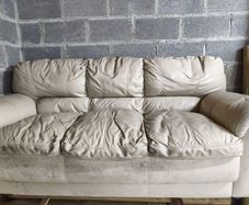 Cream Leather 3-Seater Sofa