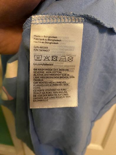 H&M girl's shirt blue unicorn 122 128