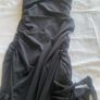 Black Strapless Ruched Maxi Dress with Cascading Ruffle Slit Image 4