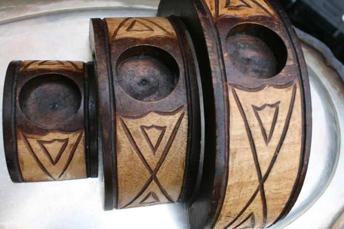 Vintage Wooden Candle Holders