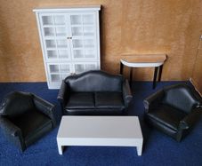 Dolls house furniture - Livingroom modern - black / white