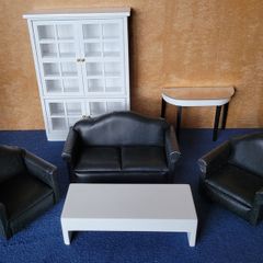 Dolls house furniture - Livingroom modern - black / white