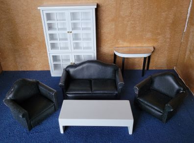 Dolls house furniture - Livingroom modern - black / white
