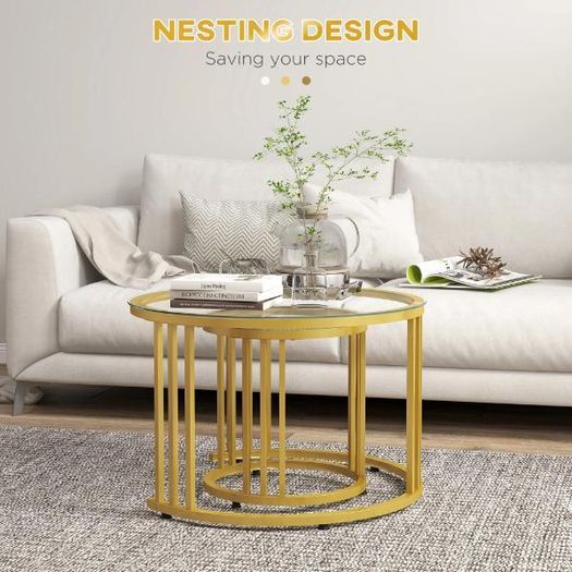 Round Nesting Coffee Tables Set of 2