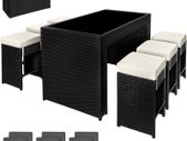 POLY Rattan Aluminum Bar Set with 6 Bar Stools and two Sets Plus Protective Case Cover/Stainless Steel Screws