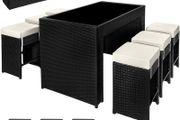 POLY Rattan Aluminum Bar Set with 6 Bar Stools and two Sets Plus Protective Case Cover/Stainless Steel Screws