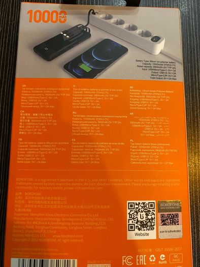 Power Bank 10000 Mah with cable usb type C A iphone micro