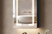 70x50cm Aluminum LED Bathroom Mirror Cabinets, 3 Color Light Modes &amp; Defogger, Family-Friendly with 3 Storage Shelves, Moisture-Resistant Easy Assemble for Small Bathrooms/Rental Apartments
