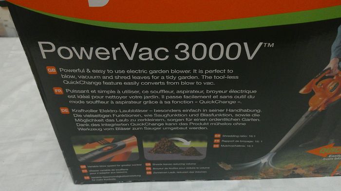 Flymo PowerVac 3000V 3-in-1 Electric Garden Blower, Vacuum & Mulcher Brand New