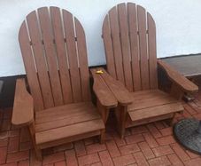 2 handmade wooden Adirondack garden chairs
