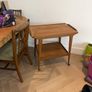 Teak table chair and bar trolley Image 8