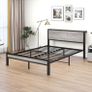 King Size Bed Frame with Wooden Storage Headboard, Metal Bed Frame King Size Bed Base/Mattress Foundation, Enhanced Support Noise Free, Black Image 7