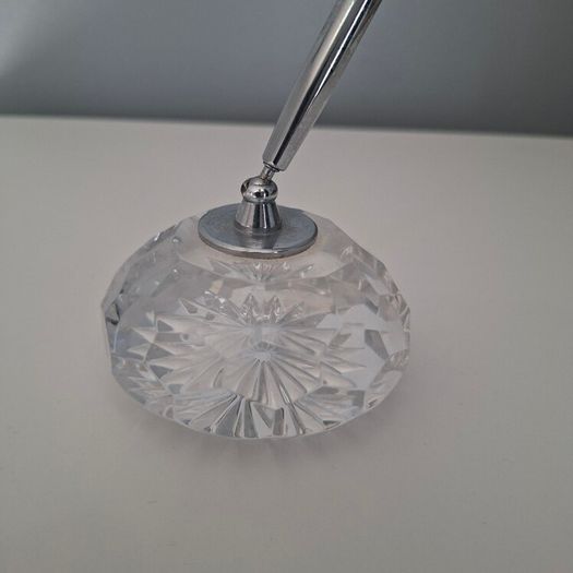 Vintage Waterford Crystal Cut Paperweight Pen Holder