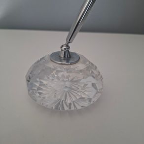 Vintage Waterford Crystal Cut Paperweight Pen Holder