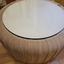 EZ living Unique  velour / glass  circular Coffee Table. Image 2
