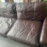 Brown leather sofa & armchair Image 8