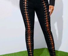 High Waist Grommet Lace Up Pants, size 10