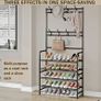Coat Rack Shoe Rack With Storage Shelf Freestanding with 8 Hooks for Entryway Bedroom Closet 4 Tier, Black Image 4