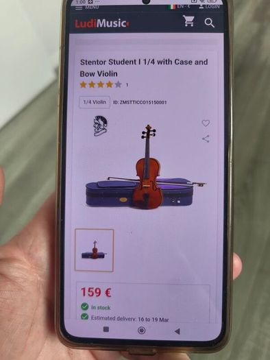 Brand New Stentor 1 3/4 Violin Case With Bow