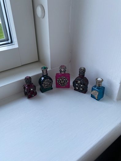 Vintage Silver Plated Decorated Miniature Glass Bottles (20euro each)